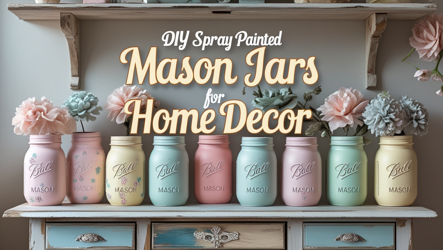 DIY Spray Painted Mason Jars for Home Decor