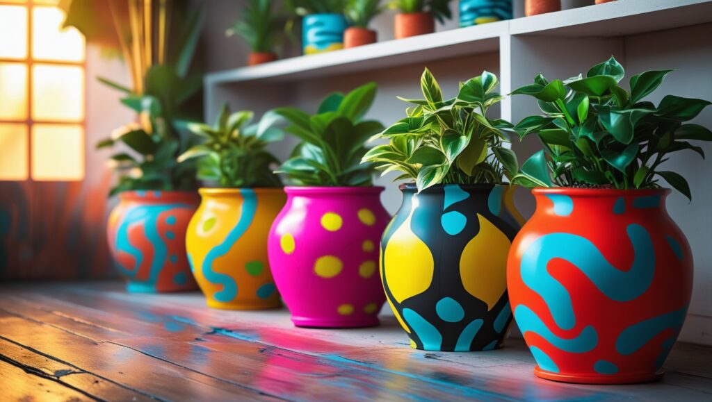 Spray Painted Planters for Indoor Plants