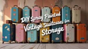 DIY Spray Painted Vintage Suitcases for Storage